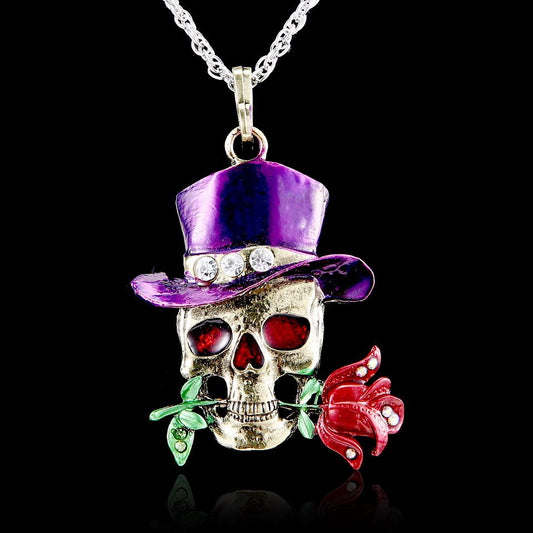 European And American Fashion Alloy Retro Necklace Foreign Trade Hot Sale Skull Charm Halloween Jewelry