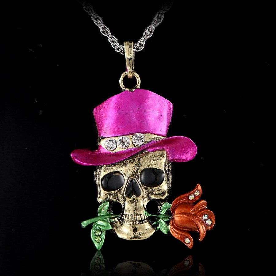 European And American Fashion Alloy Retro Necklace Foreign Trade Hot Sale Skull Charm Halloween Jewelry