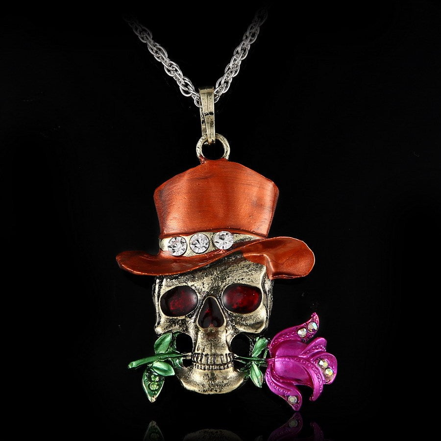 European And American Fashion Alloy Retro Necklace Foreign Trade Hot Sale Skull Charm Halloween Jewelry