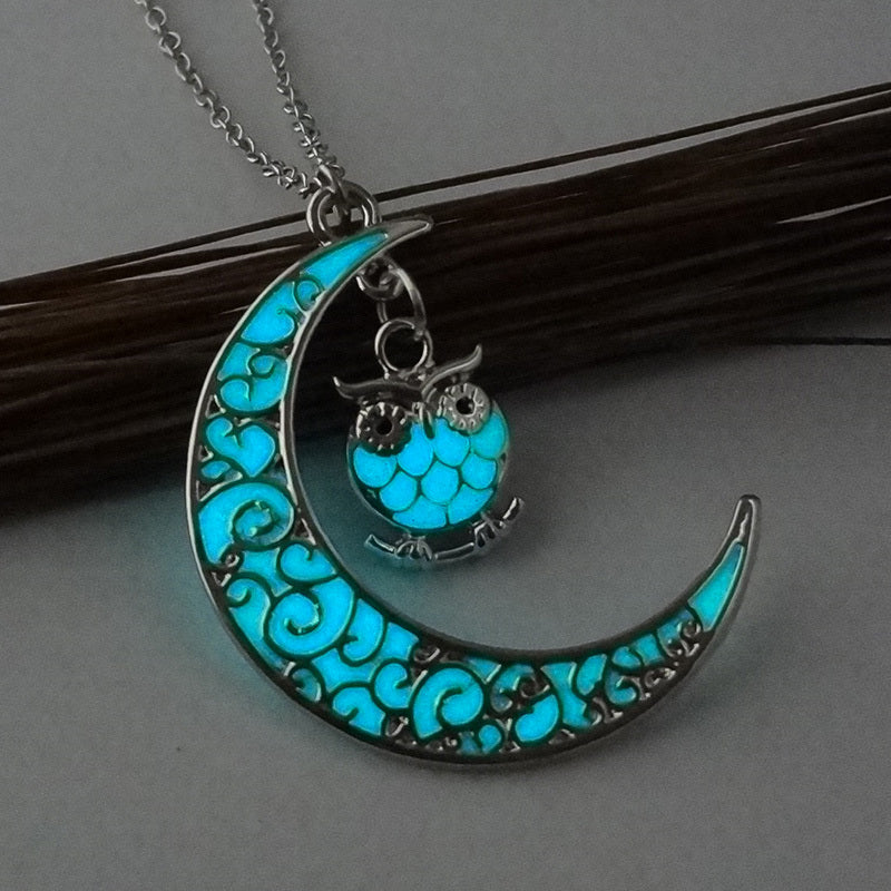 Halloween Multi-colored Moonlit Owl Necklace