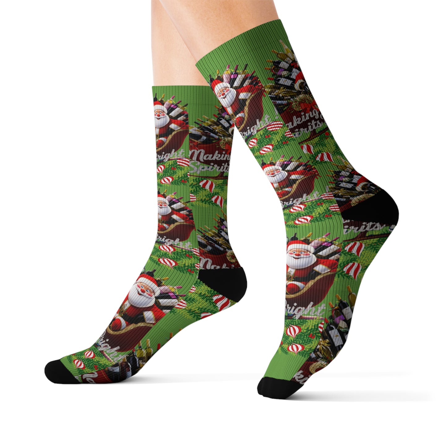 Santa's Sleigh Wine Socks