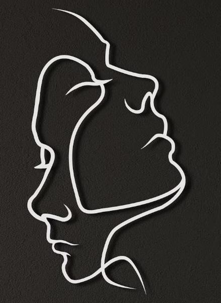 Character Couple Head Wall Decoration Silhouette Abstract Line Metal Iron Art