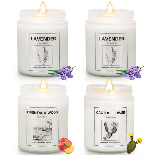 4 Pack Candles for Home Scented, Lavender Candles Set, Aromatherapy Jar Candles for Home, 28 oz 200 Hour Long Lasting Candles, Scented Candles Gifts Set for Women, Birthday, Valentine, Anniversary