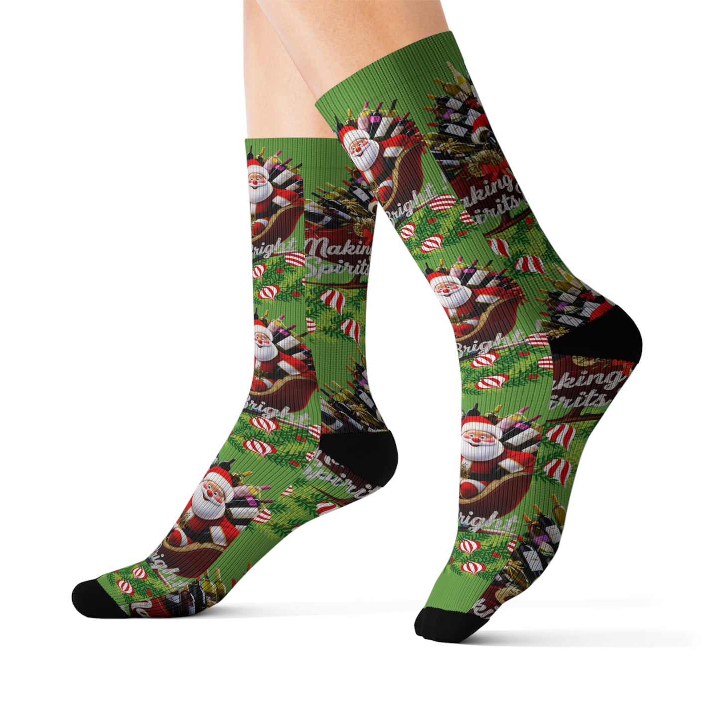 Santa's Sleigh Wine Socks