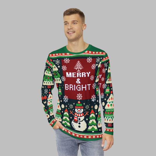 Christmas Long Sleeve Shirt - Merry & Bright Holiday Tee