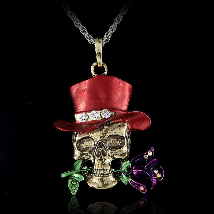 European And American Fashion Alloy Retro Necklace Foreign Trade Hot Sale Skull Charm Halloween Jewelry